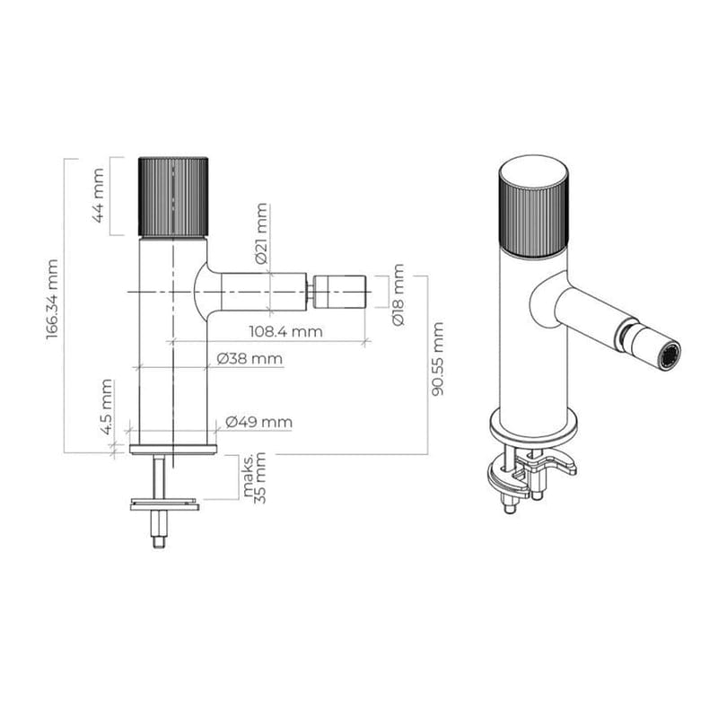 OLTENS Hamnes Bidet-Einhebelmischer, Höhe 16,6 cm