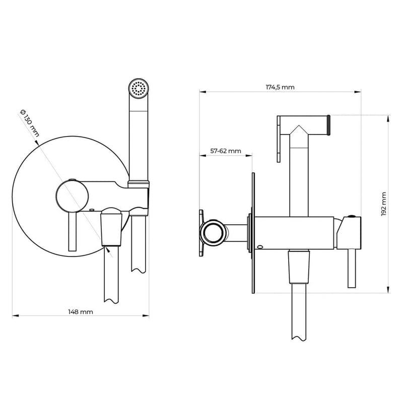 OLTENS Molle Bidet-UP-Armatur mit Handbrause
