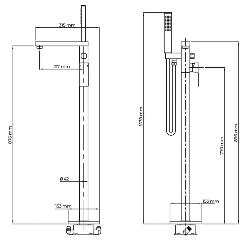 OLTENS Gota freistehende Wannen- und Duscharmatur