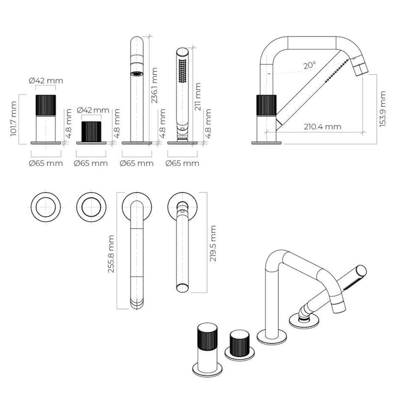 OLTENS Hamnes 4-Loch Wannen- und Duscharmatur