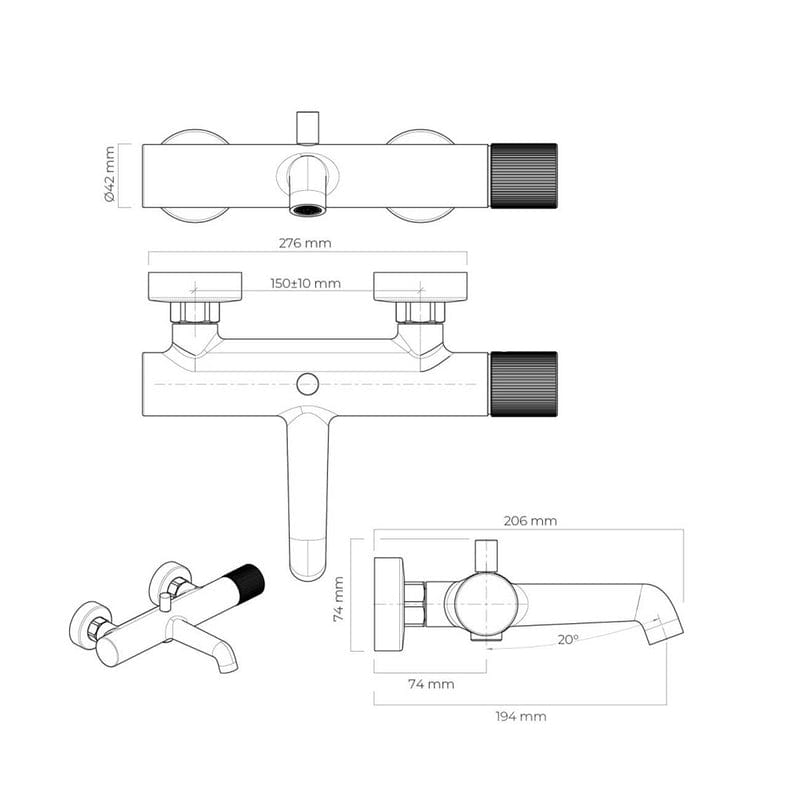 OLTENS Hamnes Aufputz-Wannenarmatur mit Brauseanschluss