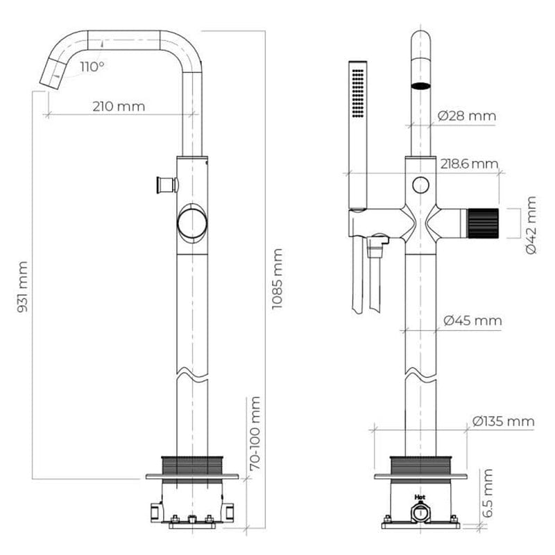 OLTENS Hamnes freistehende Wannen- und Duscharmatur