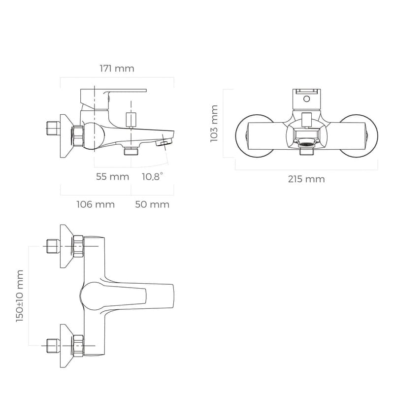 OLTENS Jog Aufputz-Wannenarmatur mit Brauseanschluss
