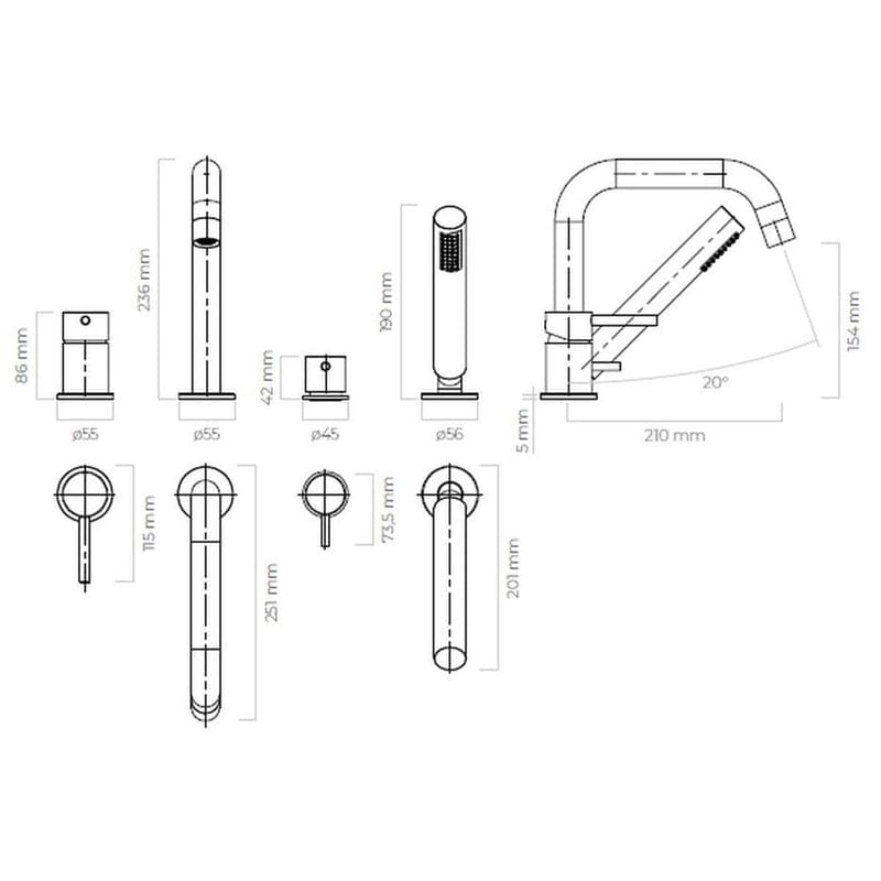 OLTENS Molle 4-Loch Wannen- und Duscharmatur