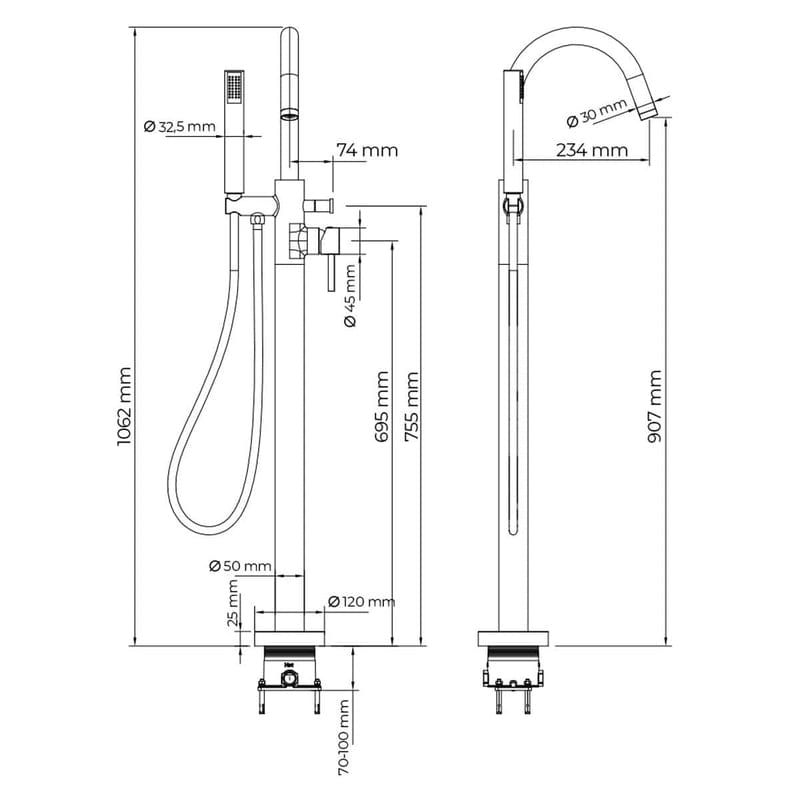 OLTENS Molle freistehende Wannen- und Duscharmatur