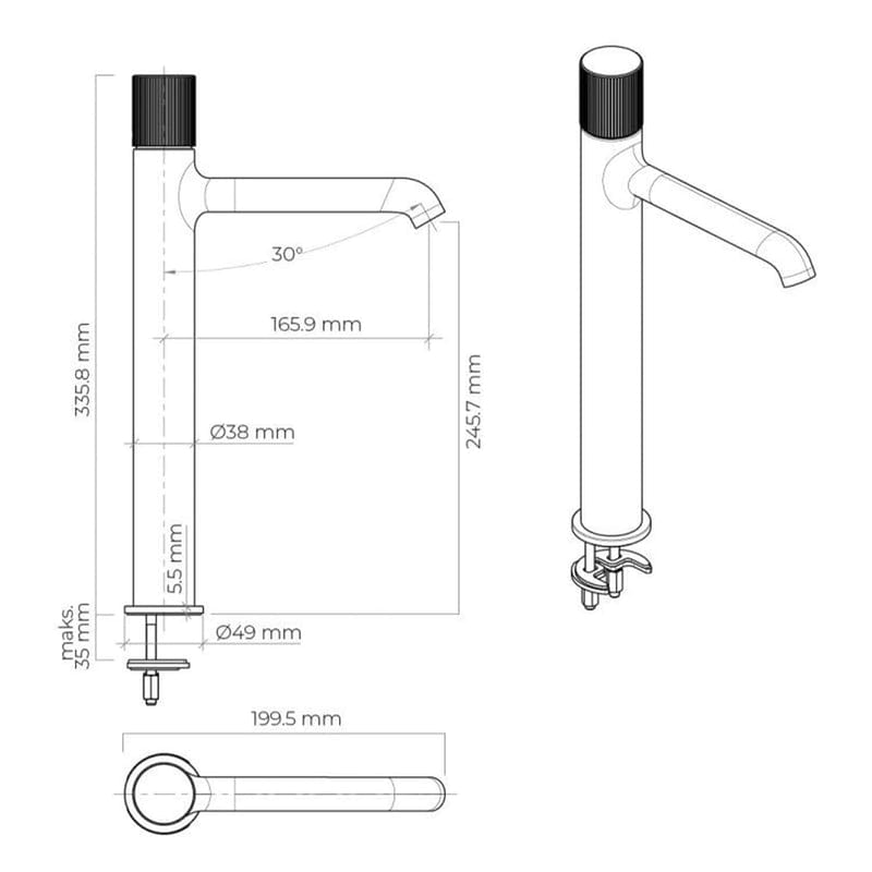 OLTENS Hamnes Waschbecken-Einhebelmischer, Höhe 33,6 cm