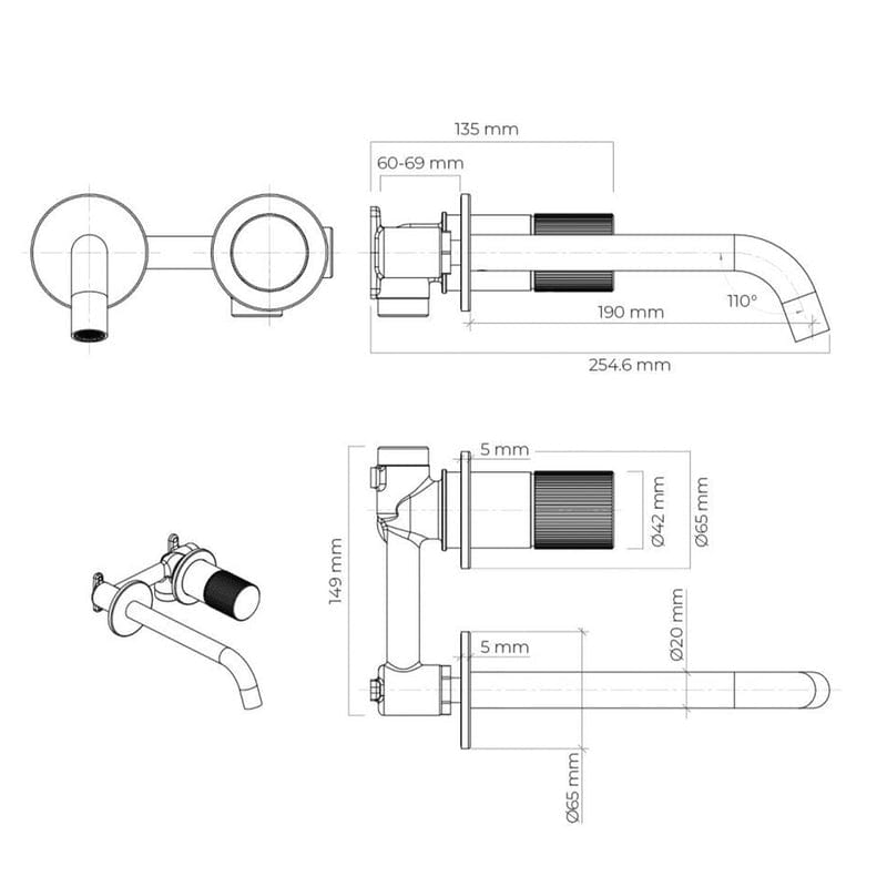 OLTENS Hamnes Waschbecken-UP-Armatur, Ausladung 19 cm