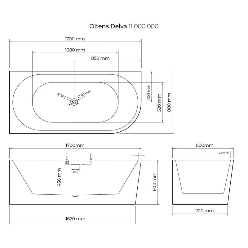 OLTENS Delva vrijstaande badkuip