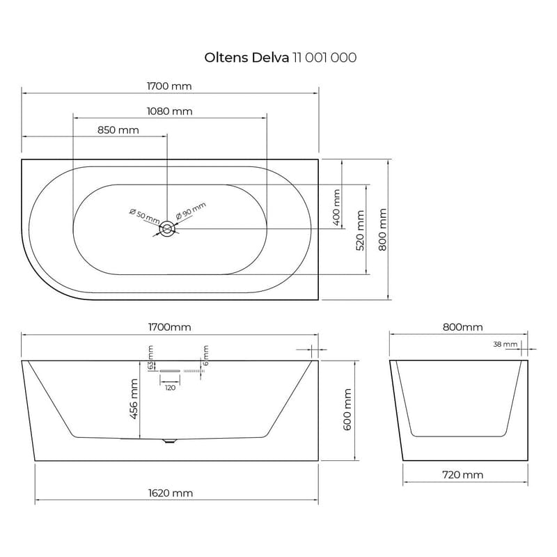 OLTENS Delva vrijstaande badkuip