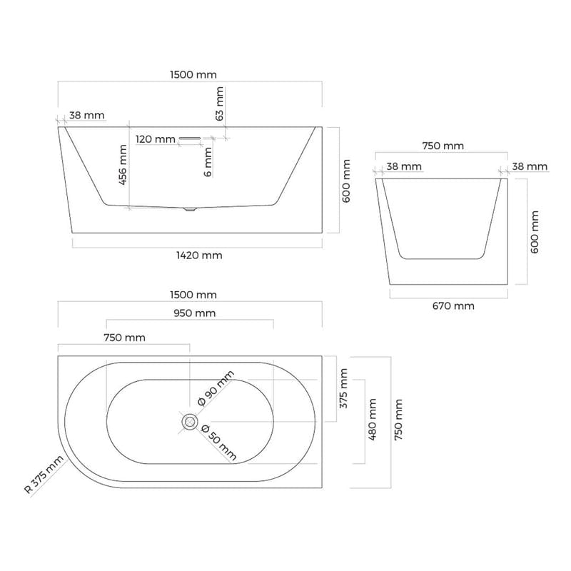 OLTENS Delva vrijstaande badkuip