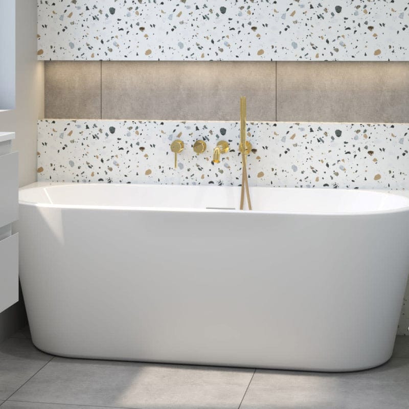 OLTENS Delva wandmontierte Badewanne oval 170 x 80 cm
