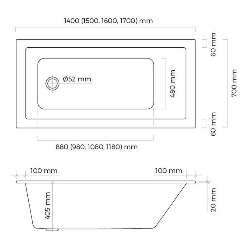 OLTENS Langfoss Einbau-Badewanne 160 x 70 cm