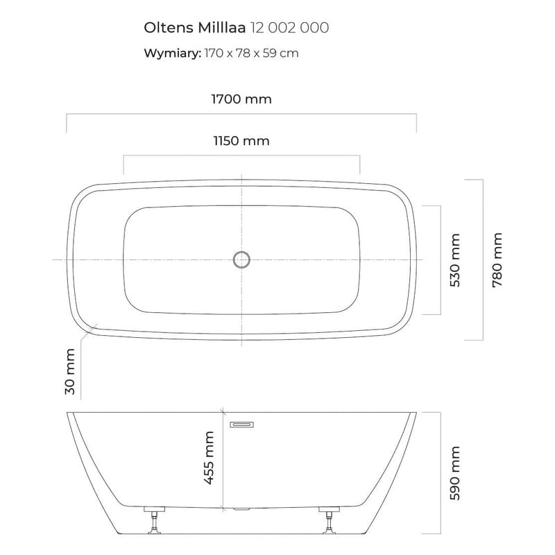 OLTENS Millaa freistehende Badewanne oval 170 x 78 cm