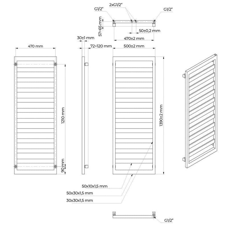 OLTENS Benk Badheizkörper 50 x 139 cm