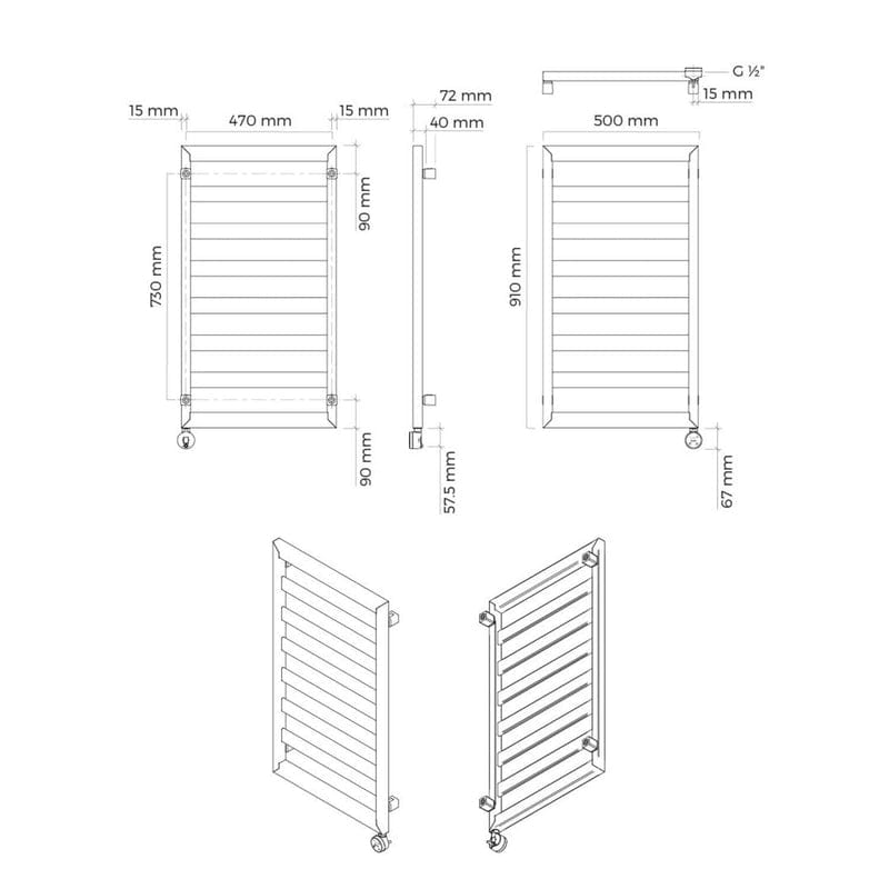 OLTENS Benk (e) Elektro-Badheizkörper 50 x 91 cm