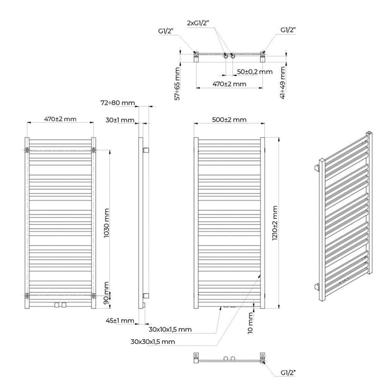 OLTENS Vanlig Badheizkörper 50 x 121 cm
