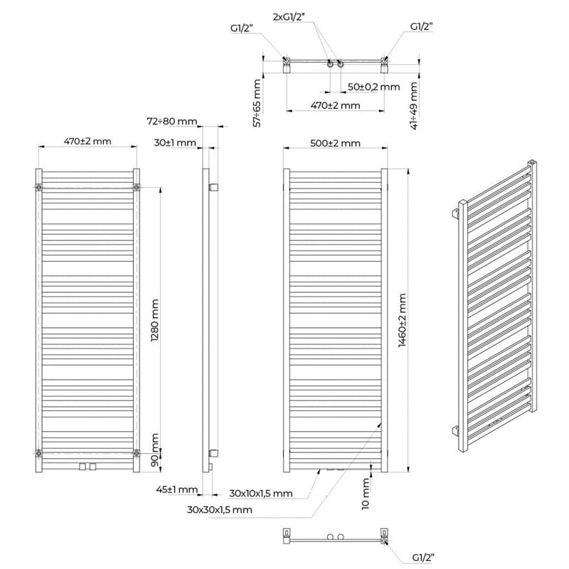 OLTENS Vanlig Badradiator 50 x 121 cm