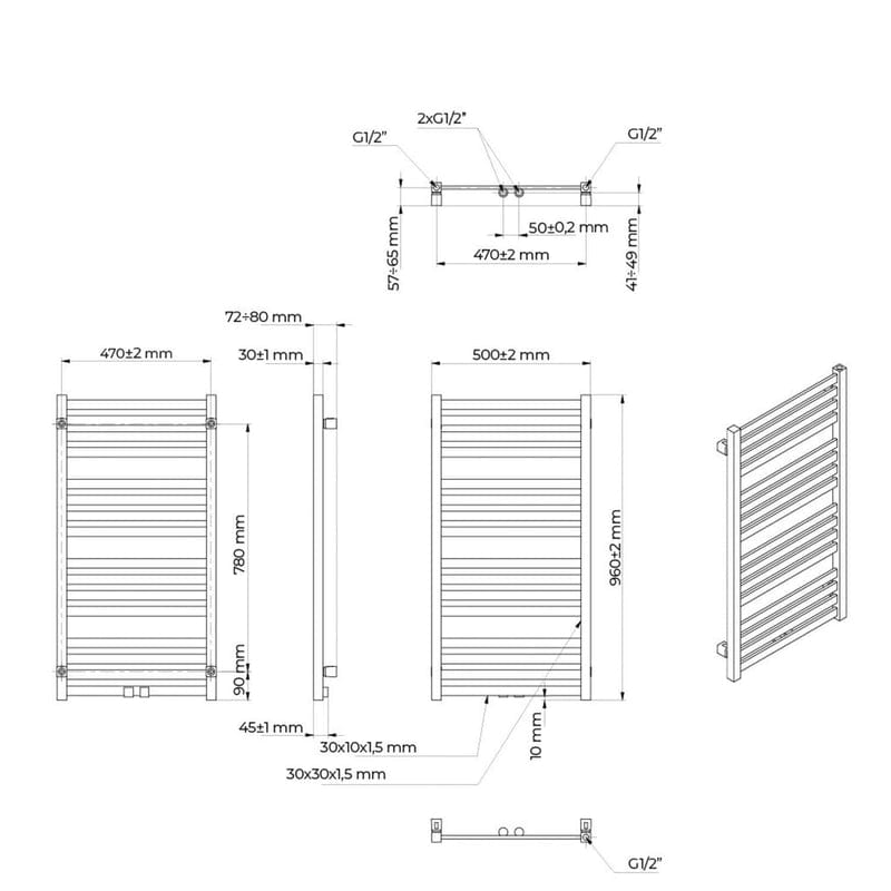 OLTENS Vanlig Badradiator 50 x 121 cm
