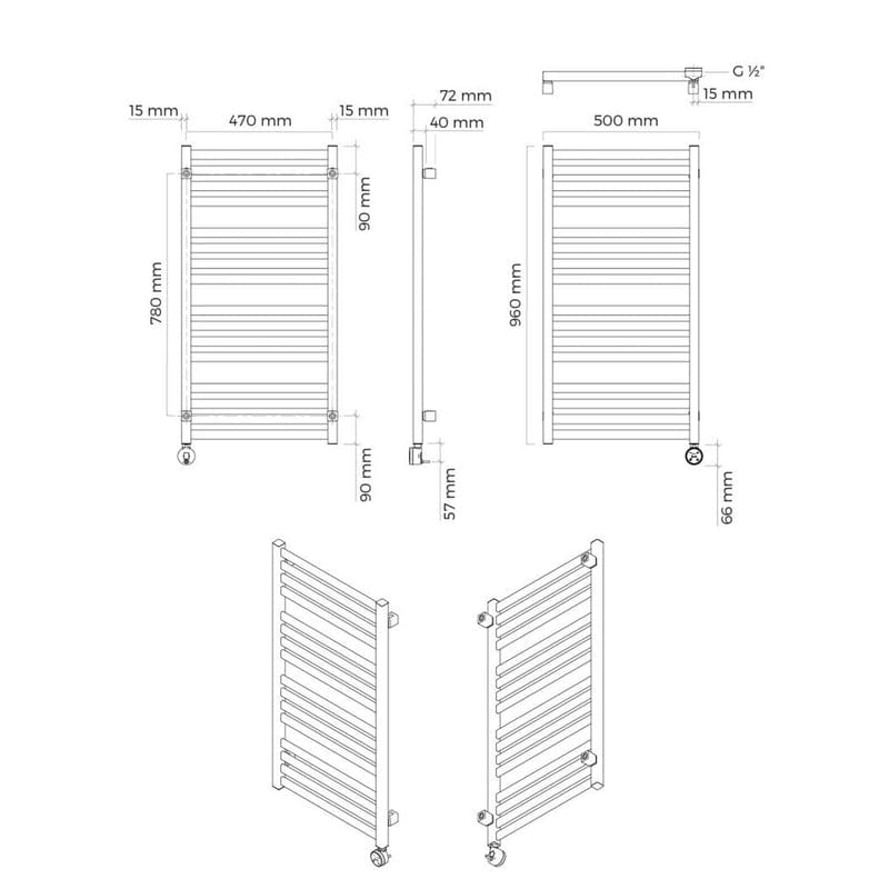 OLTENS Vanlig (e) Elektro-Badheizkörper 50 x 96 cm