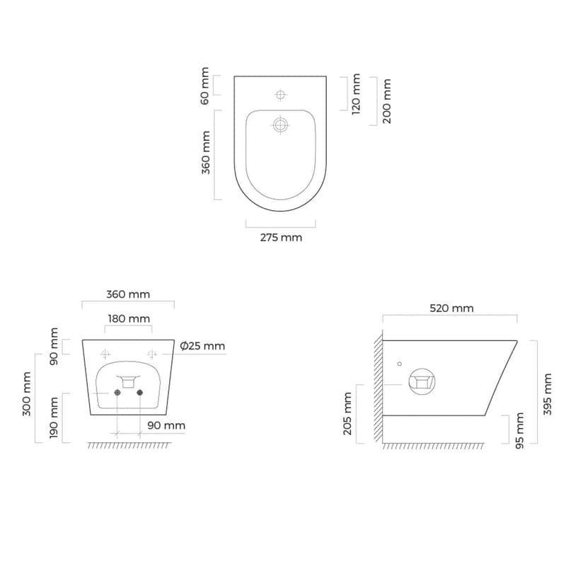 OLTENS Jog Wand-Bidet 36 x 52 cm, mit SmartClean
