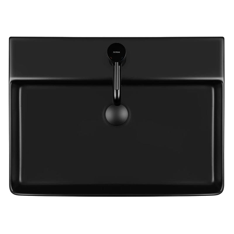 OLTENS Duve Aufsatzwaschbecken rechteckig 60 x 42 cm, mit Hahnloch, mit SmartClean