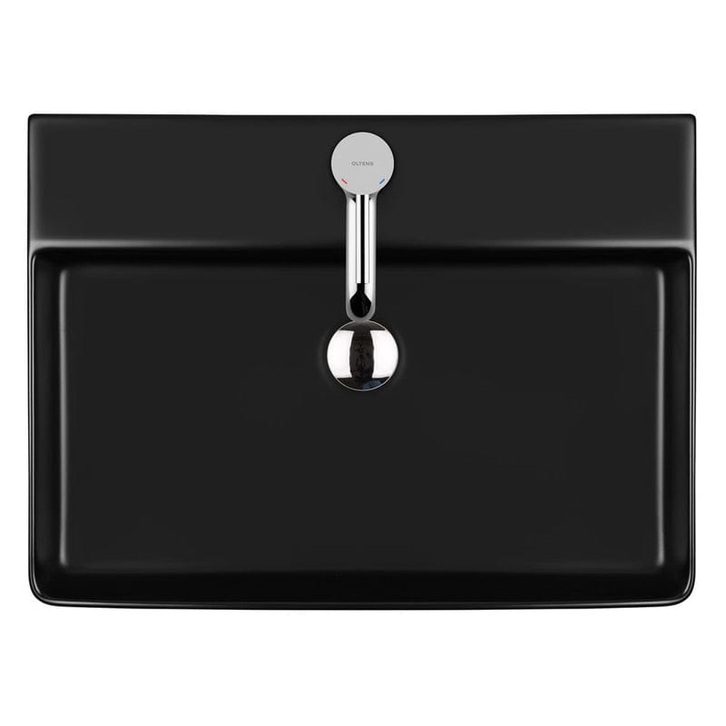 OLTENS Duve Aufsatzwaschbecken rechteckig 60 x 42 cm, mit Hahnloch, mit SmartClean