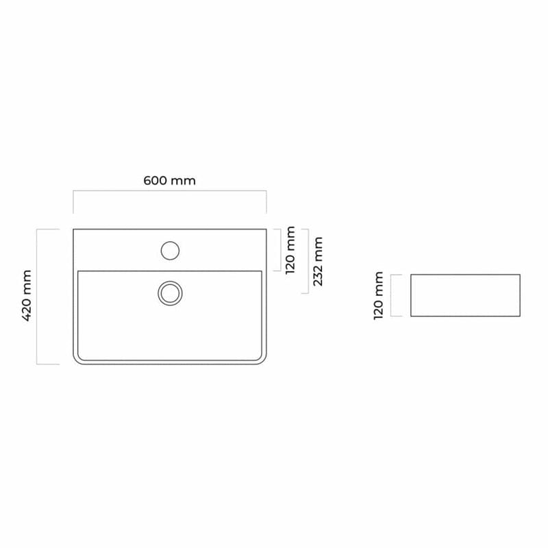 OLTENS Duve Aufsatzwaschbecken rechteckig 60 x 42 cm, mit Hahnloch, mit SmartClean