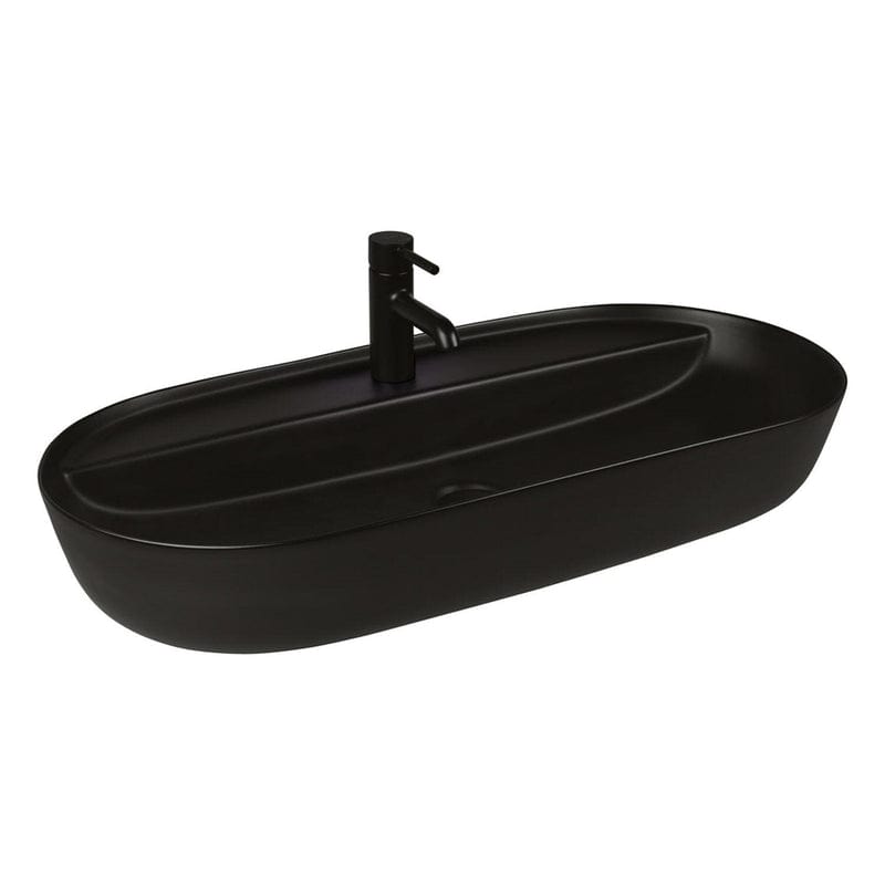 OLTENS Hamnes Thin Aufsatzwaschbecken oval 80 x 40 cm, mit Hahnloch, mit SmartClean