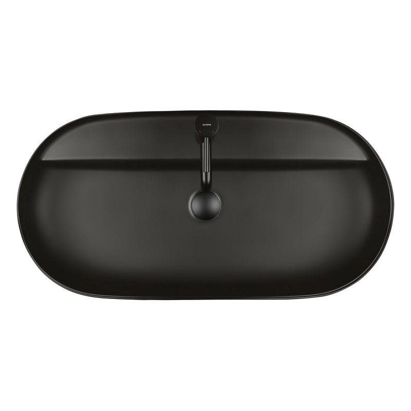 OLTENS Hamnes Thin Aufsatzwaschbecken oval 80 x 40 cm, mit Hahnloch, mit SmartClean