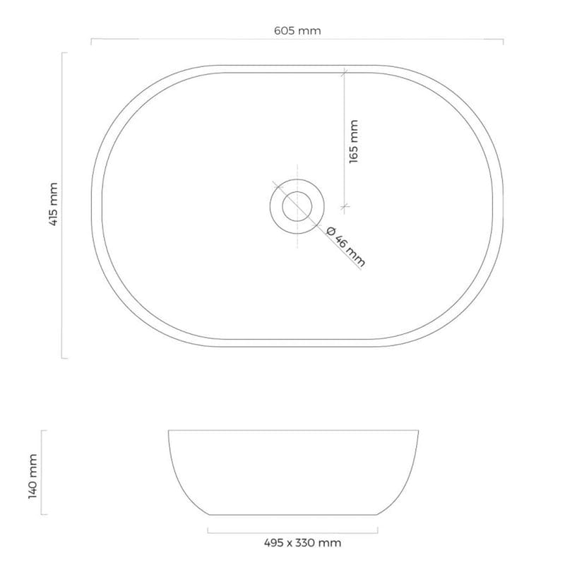 OLTENS Hamnes Thin Aufsatzwaschbecken oval 60,5 x 41,5 cm
