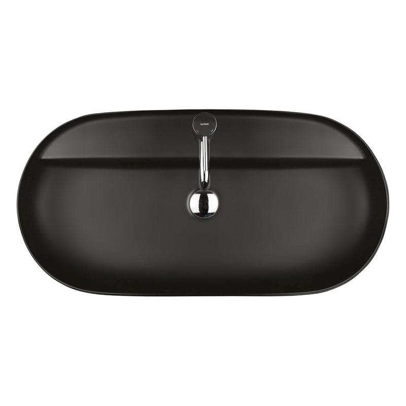 OLTENS Hamnes Thin Aufsatzwaschbecken oval 80 x 40 cm, mit Hahnloch, mit SmartClean