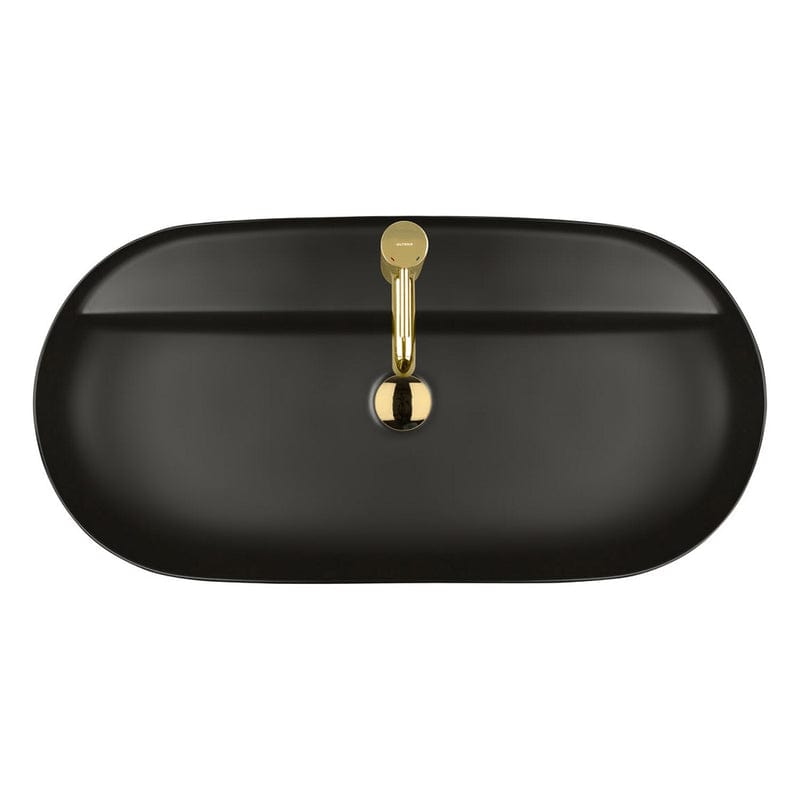 OLTENS Hamnes Thin Aufsatzwaschbecken oval 80 x 40 cm, mit Hahnloch, mit SmartClean