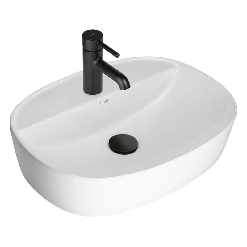 OLTENS Hamnes Thin Aufsatzwaschbecken oval mit Hahnloch