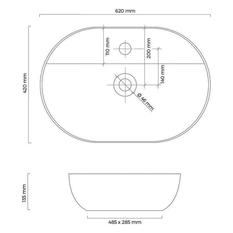 OLTENS Hamnes Thin Aufsatzwaschbecken oval mit Hahnloch