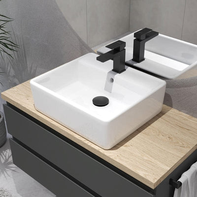 OLTENS Hyls Aufsatzwaschbecken rechteckig 58,5 x 44 cm, mit Hahnloch, mit SmartClean