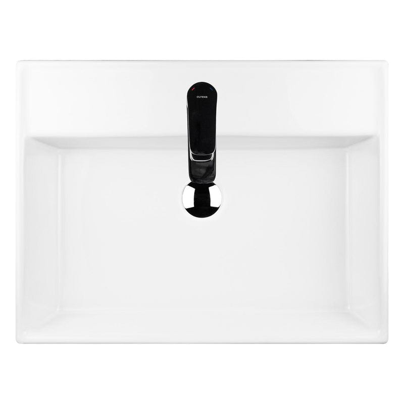 OLTENS Hyls Aufsatzwaschbecken rechteckig 58,5 x 44 cm, mit Hahnloch, mit SmartClean