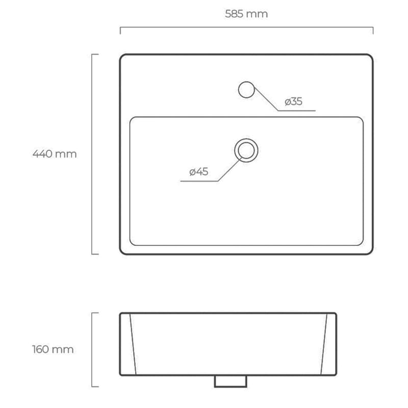 OLTENS Hyls Aufsatzwaschbecken rechteckig 58,5 x 44 cm, mit Hahnloch, mit SmartClean