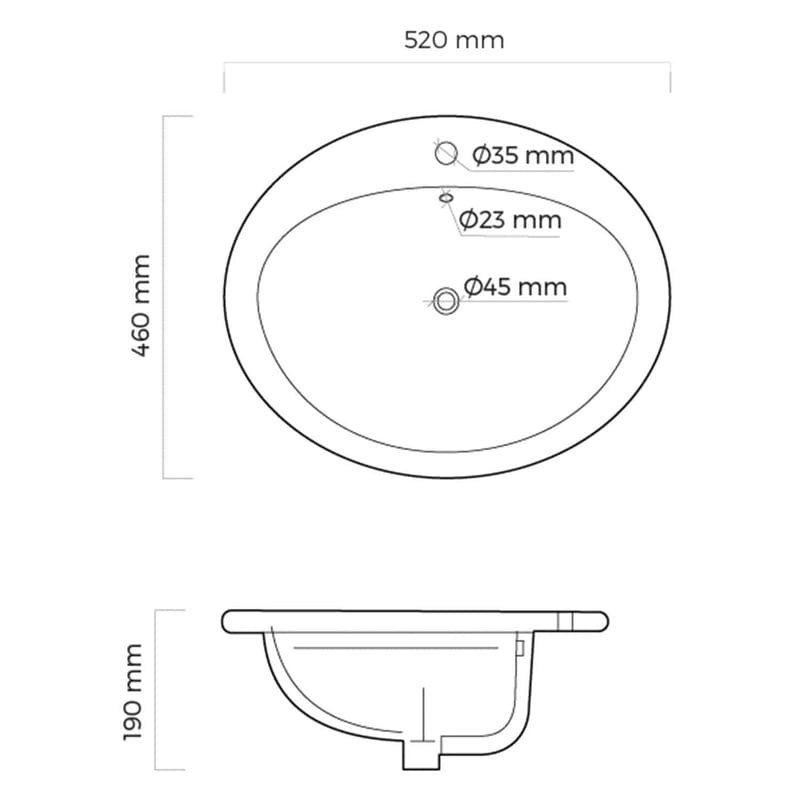 OLTENS Kjos Einbauwaschbecken oval 52 x 46 cm