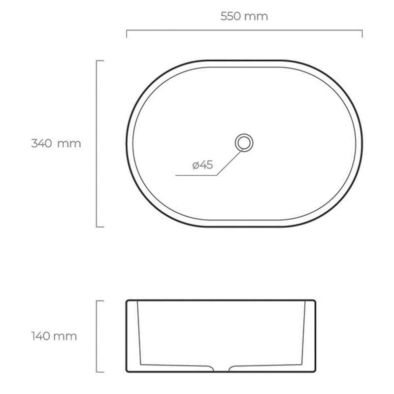 OLTENS Lom Aufsatzwaschbecken oval 55 x 34 cm