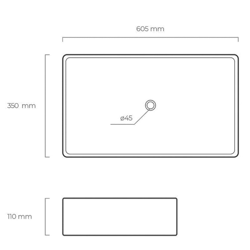 OLTENS Lustra Aufsatzwaschbecken rechteckig 60,5 x 35 cm