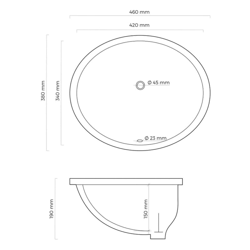 OLTENS Mana Unterbauwaschbecken oval 46 x 38 cm, mit SmartClean
