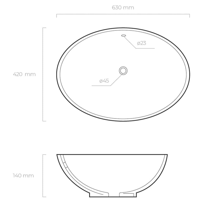 OLTENS Sogne Aufsatzwaschbecken oval 63 x 42 cm
