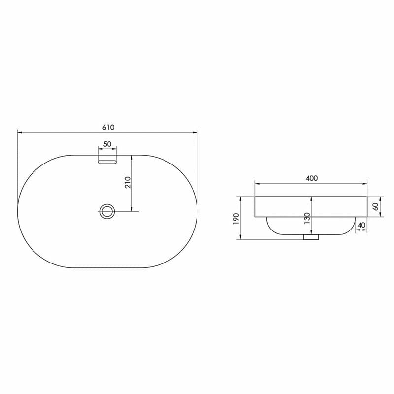 OLTENS Tive Aufsatzwaschbecken oval 61 x 40 cm, mit SmartClean