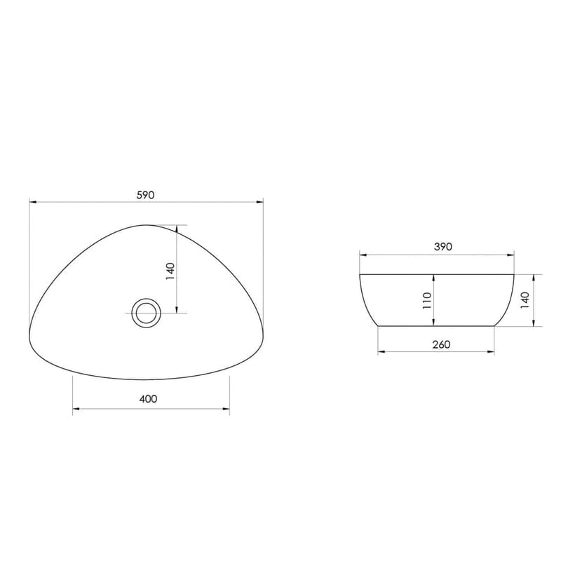 OLTENS Vala Aufsatzwaschbecken Sonderform 59 x 39 cm, mit SmartClean