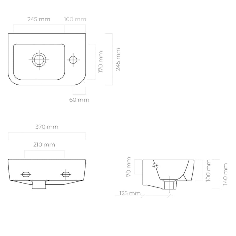 OLTENS Vernal Waschbecken 37 x 24,5 cm, Hahnloch rechts