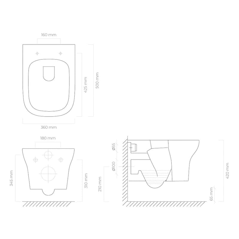 OLTENS Gulfoss Tiefspül-Wand-WC PureRim 36 x 50 cm, mit SmartClean