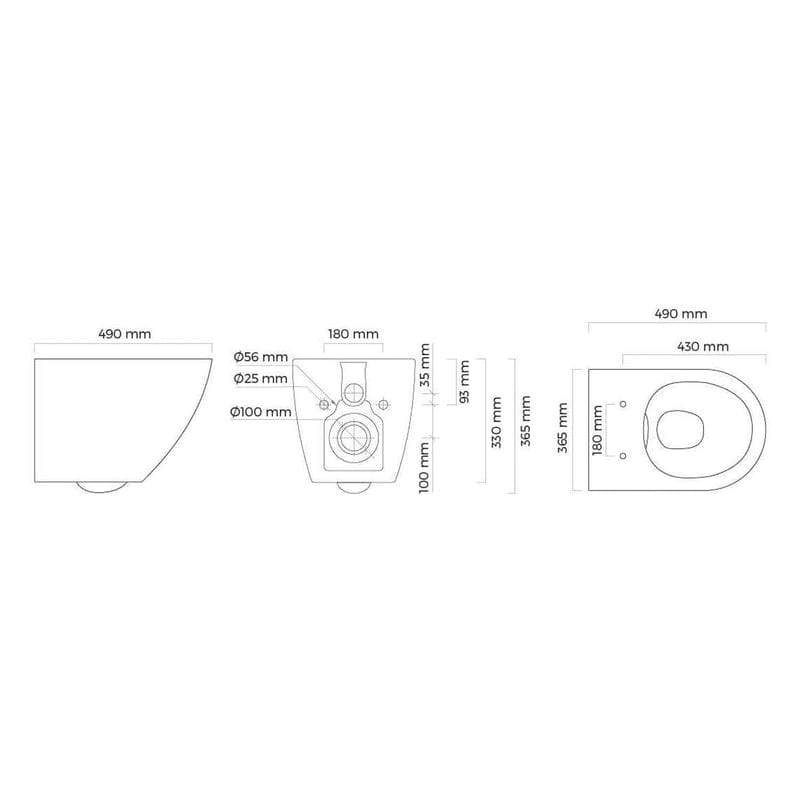 OLTENS Hamnes Kort Tiefspül-Wand-WC PureRim 37 x 49 cm