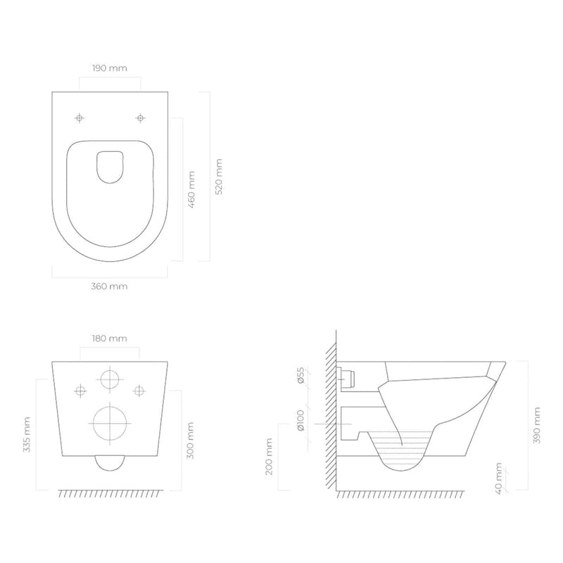 OLTENS Jog Tiefspül-Wand-WC PureRim 36 x 52 cm, Set mit Slim WC-Sitz