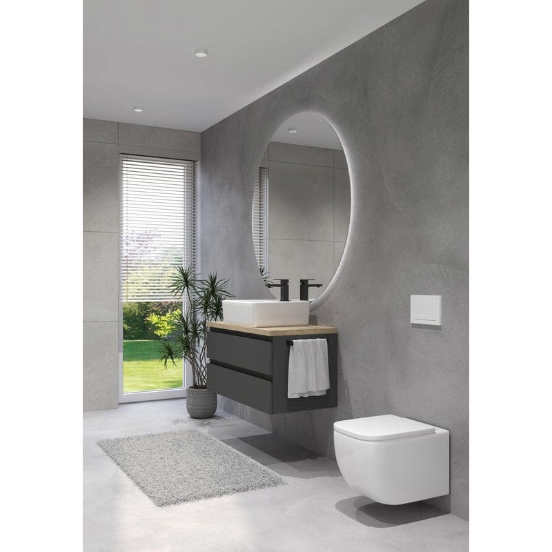 OLTENS Vernal Tiefspül-Wand-WC PureRim 34,5 x 50 cm, Set mit Slim WC-Sitz, mit SmartClean