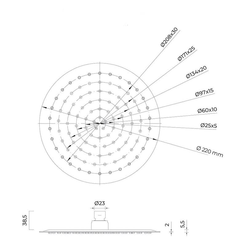 OLTENS Atran Regenduschkopf rund 22 cm